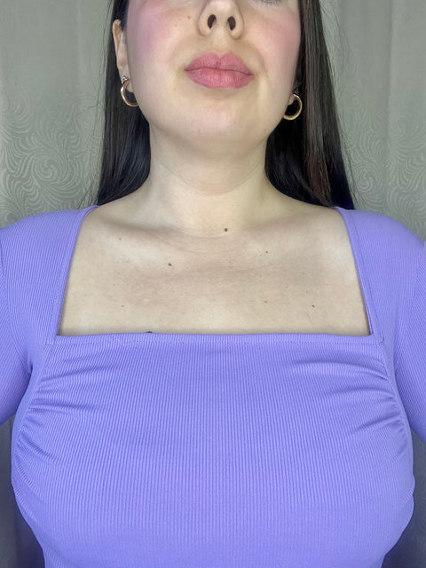 Body Escote Cuadrado Arrugado Lila