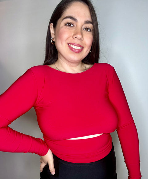 Polera Crop Kiss Rojo