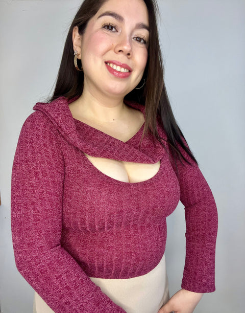 Top Cuello Ojal Burdeo