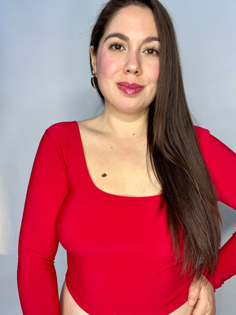 Crop Top Escote Cuadrado Rojo