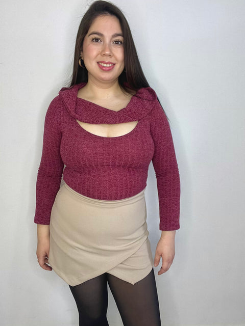 Top Cuello Ojal Burdeo