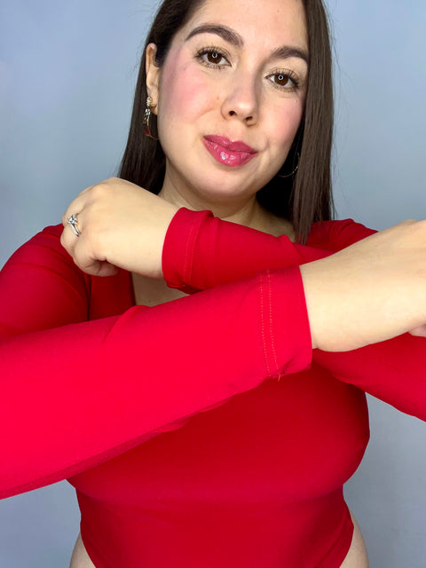 Crop Top Escote Cuadrado Rojo