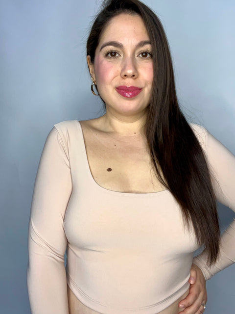 Crop Top Escote Cuadrado Beige