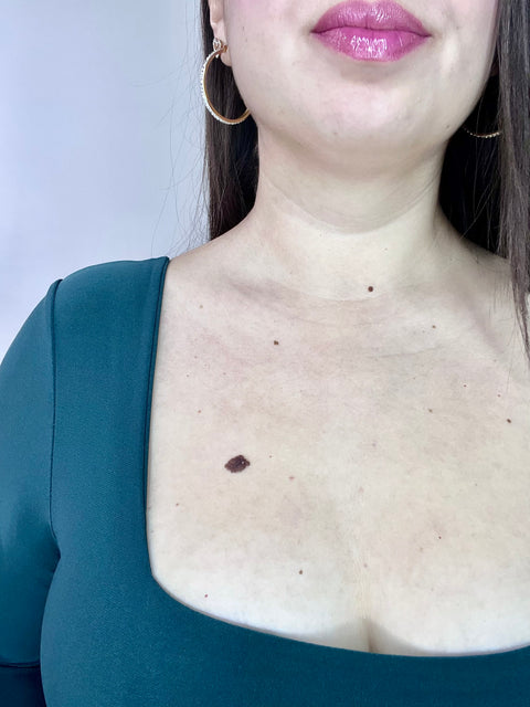 Body Doble Escote Cuadrado Manga Larga Verde Petróleo
