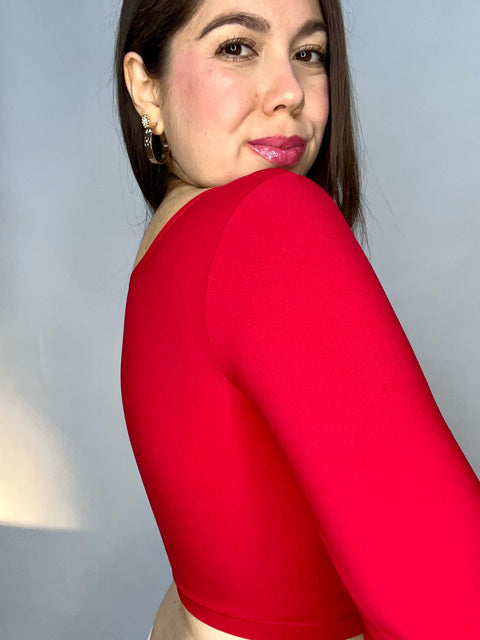 Crop Top Escote Cuadrado Rojo