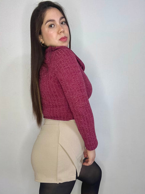 Top Cuello Ojal Burdeo
