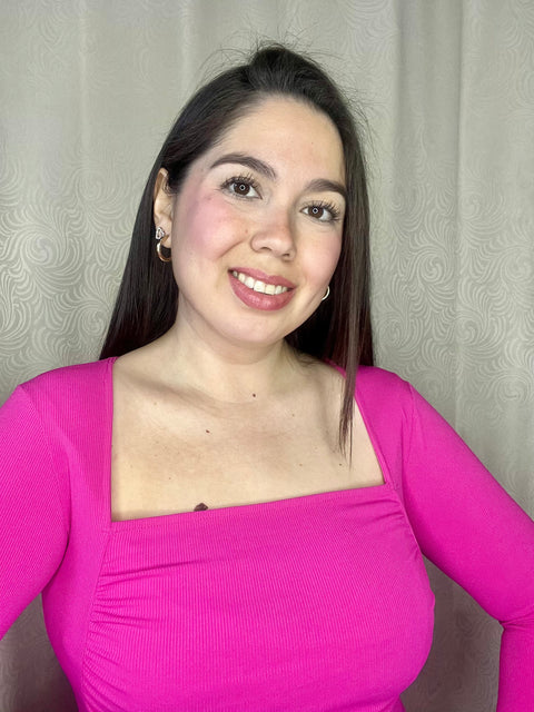 Body Escote Cuadrado Arrugado Fucsia