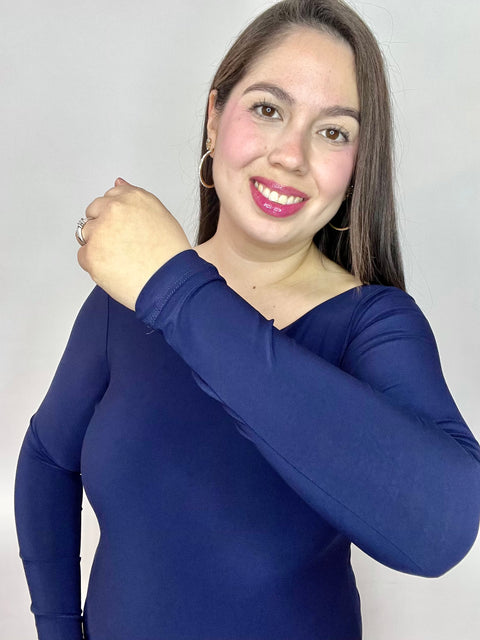 Body Cuello Ojal Manga Larga Azul Marino
