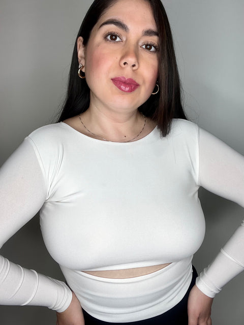 Polera Crop Kiss Blanco