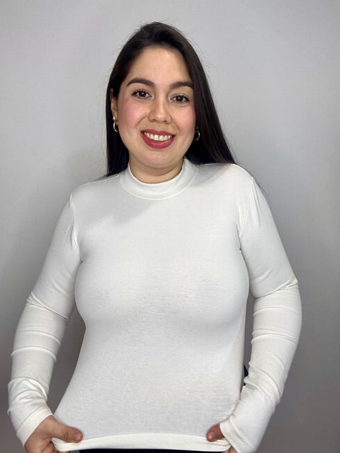Polera Cuello Medio Beatle Blanco Invierno