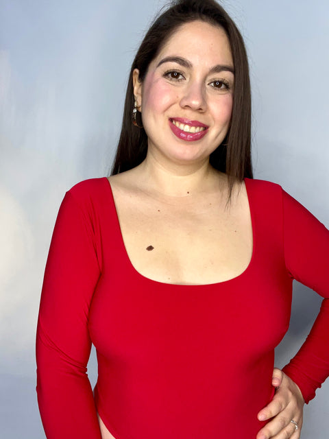 Crop Top Escote Cuadrado Rojo