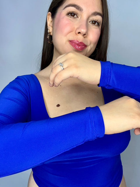 Crop Top Escote Cuadrado Azul Rey