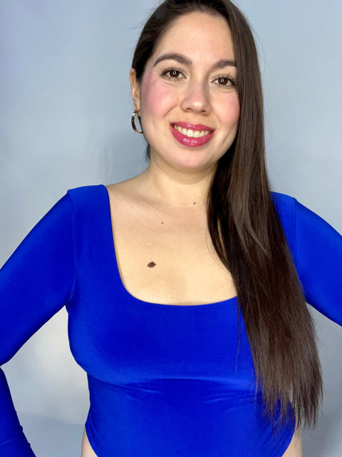 Crop Top Escote Cuadrado Azul Rey