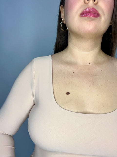 Crop Top Escote Cuadrado Beige