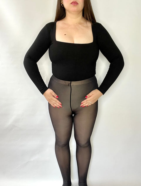 Panty Efecto Piel Sin Polar Normal con Talonera