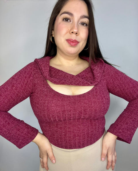 Top Cuello Ojal Burdeo