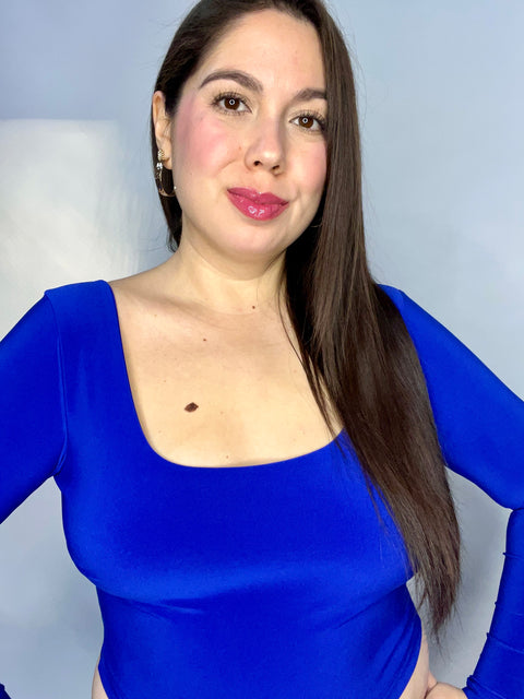 Crop Top Escote Cuadrado Azul Rey