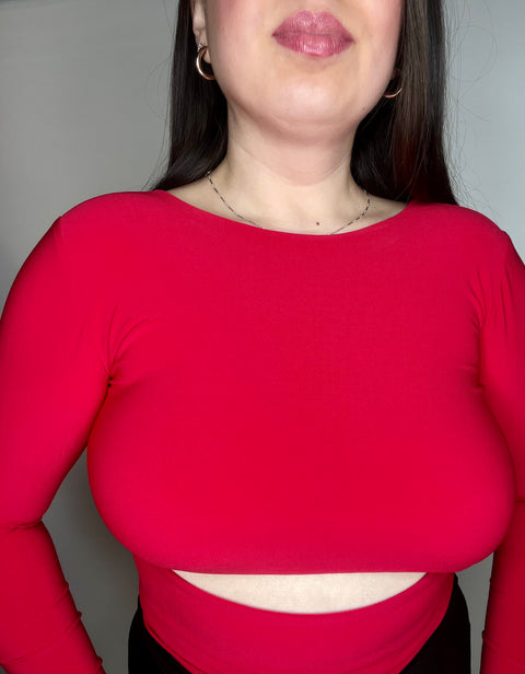 Polera Crop Kiss Rojo