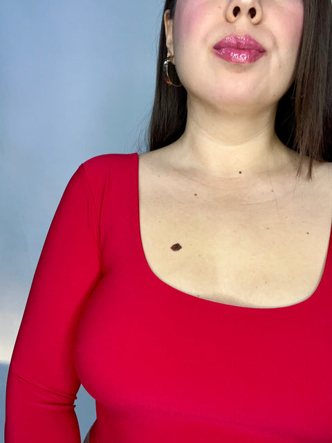 Crop Top Escote Cuadrado Rojo