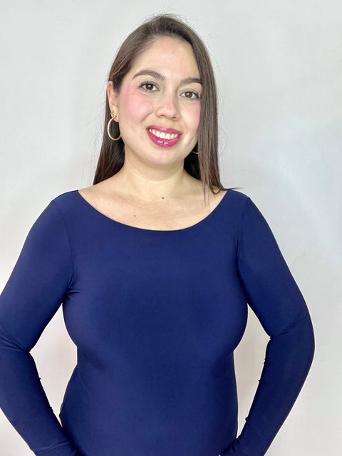 Body Cuello Ojal Manga Larga Azul Marino