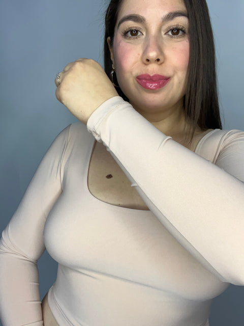 Crop Top Escote Cuadrado Beige