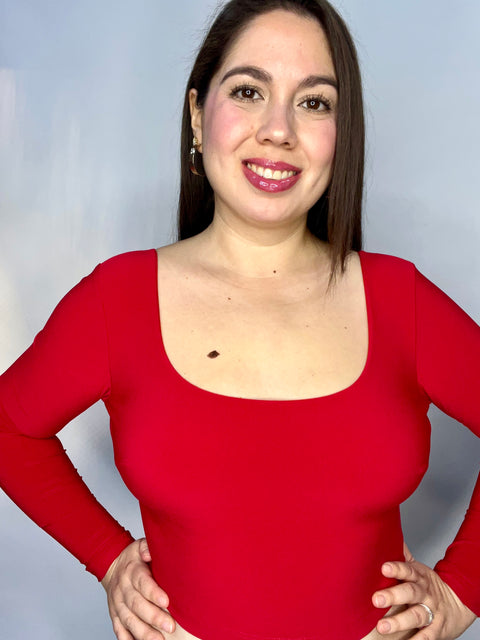 Crop Top Escote Cuadrado Rojo