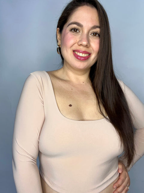 Crop Top Escote Cuadrado Beige