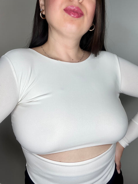 Polera Crop Kiss Blanco