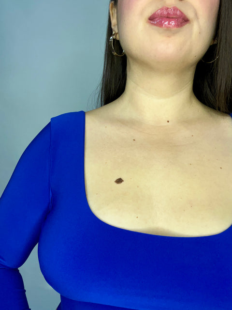 Crop Top Escote Cuadrado Azul Rey
