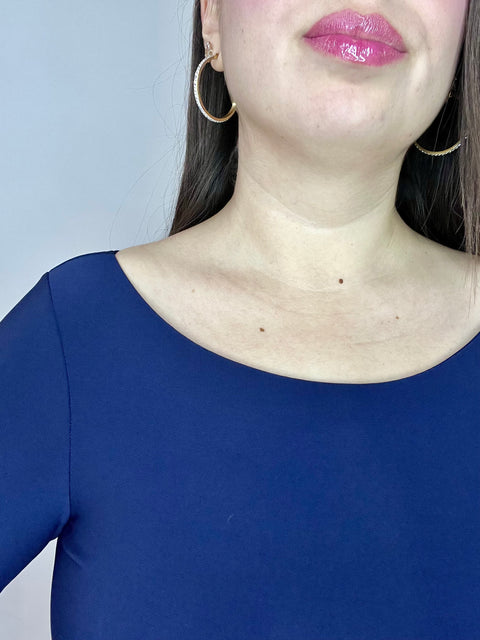 Body Cuello Ojal Manga Larga Azul Marino