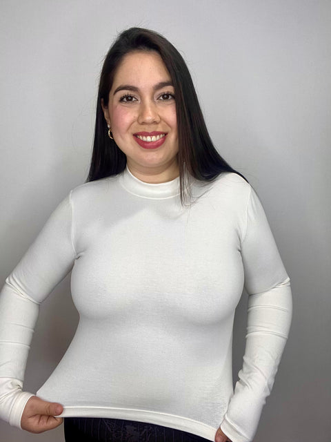 Polera Cuello Medio Beatle Blanco Invierno
