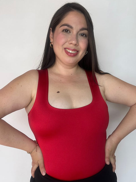 Body Escote Cuadrado Rojo