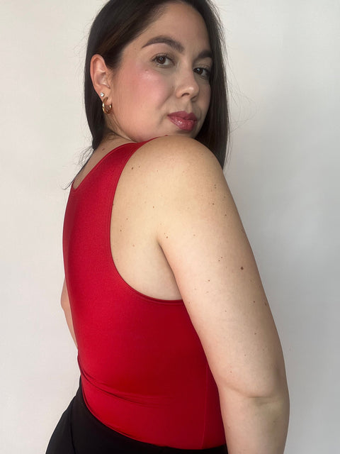 Body Escote Cuadrado Rojo