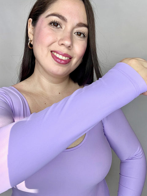Body Doble Escote Redondo Manga Larga Lila