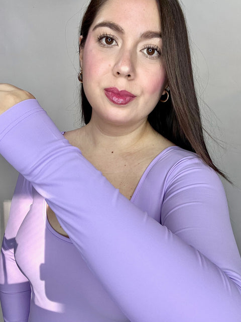Body Doble Escote Redondo Manga Larga Lila