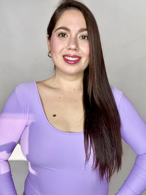 Body Doble Escote Redondo Manga Larga Lila