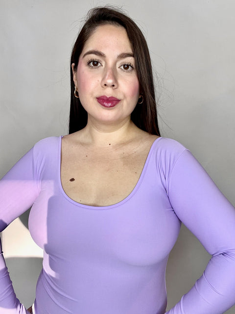 Body Doble Escote Redondo Manga Larga Lila