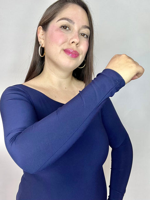 Body Cuello Ojal Manga Larga Azul Marino