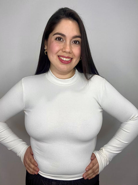 Polera Cuello Medio Beatle Blanco Invierno