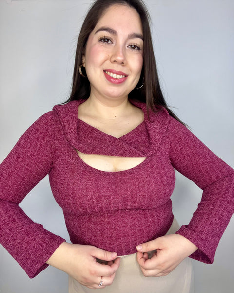 Top Cuello Ojal Burdeo