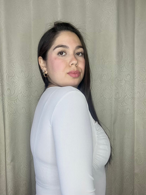 Body Escote Cuadrado Arrugado Blanco