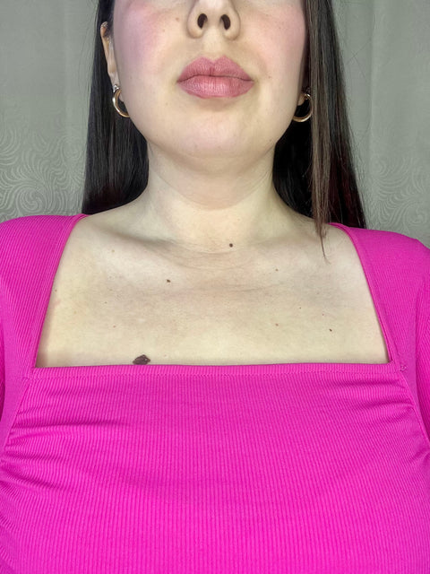 Body Escote Cuadrado Arrugado Fucsia