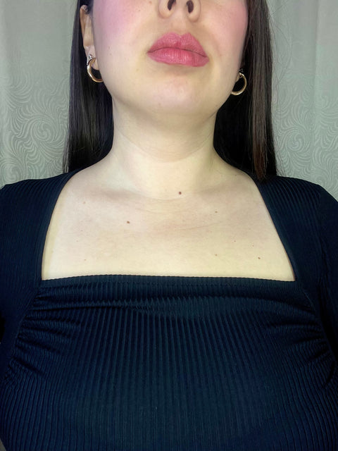 Body Escote Cuadrado Arrugado Negro