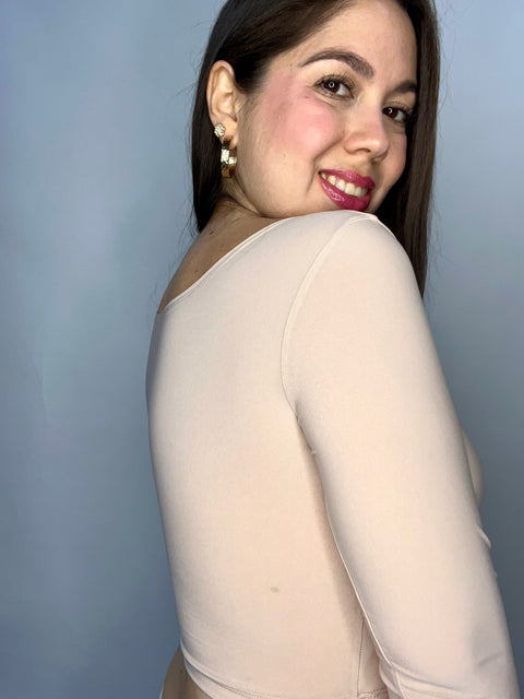 Crop Top Escote Cuadrado Beige