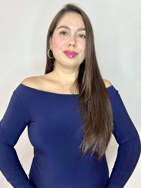 Body Cuello Ojal Manga Larga Azul Marino