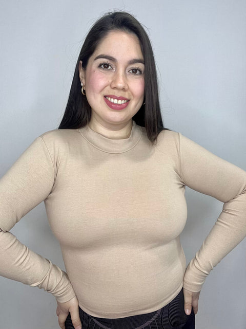 Polera Cuello Medio Beatle Beige