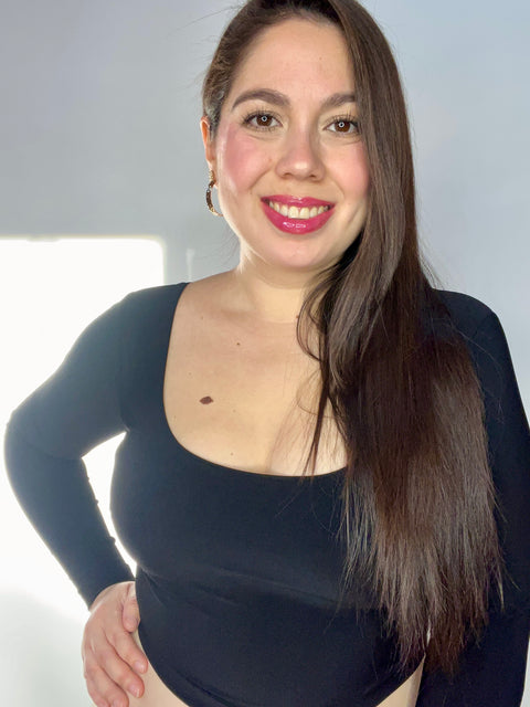 Crop Top Escote Cuadrado Negro
