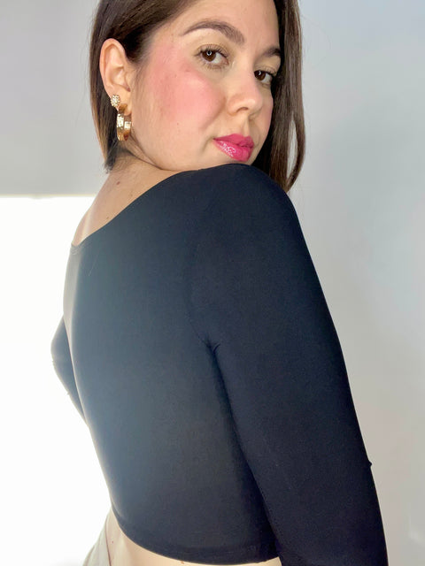 Crop Top Escote Cuadrado Negro