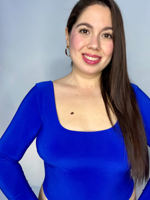 Crop Top Escote Cuadrado Azul Rey