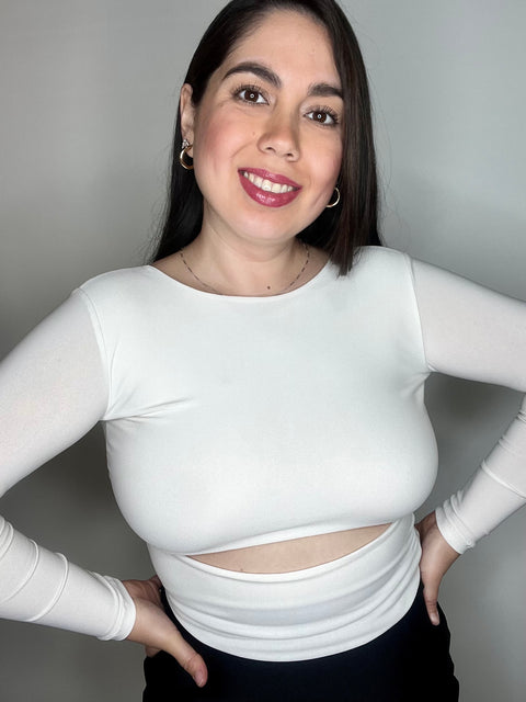 Polera Crop Kiss Blanco